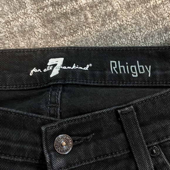 7 For All Mankind Black Rhigby Jeans, Sz 33 - Picture 2 of 5